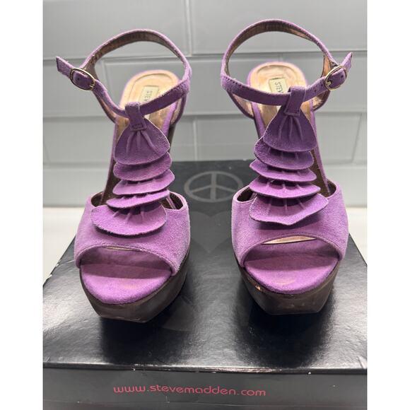 Steve Madden Open-toe Suede Platform Sandals, Truffle Lilac, Size 7 - Picture 2 of 10